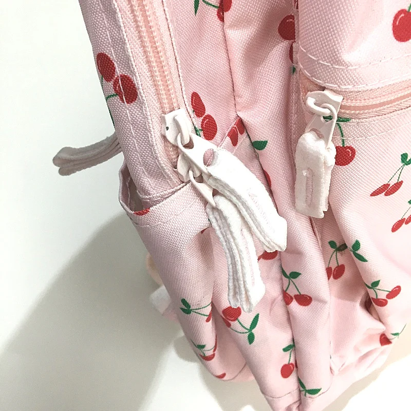 Travelway Pink & Red Cherrys Multi Compartment Youth School Backpack NEW - Image 4
