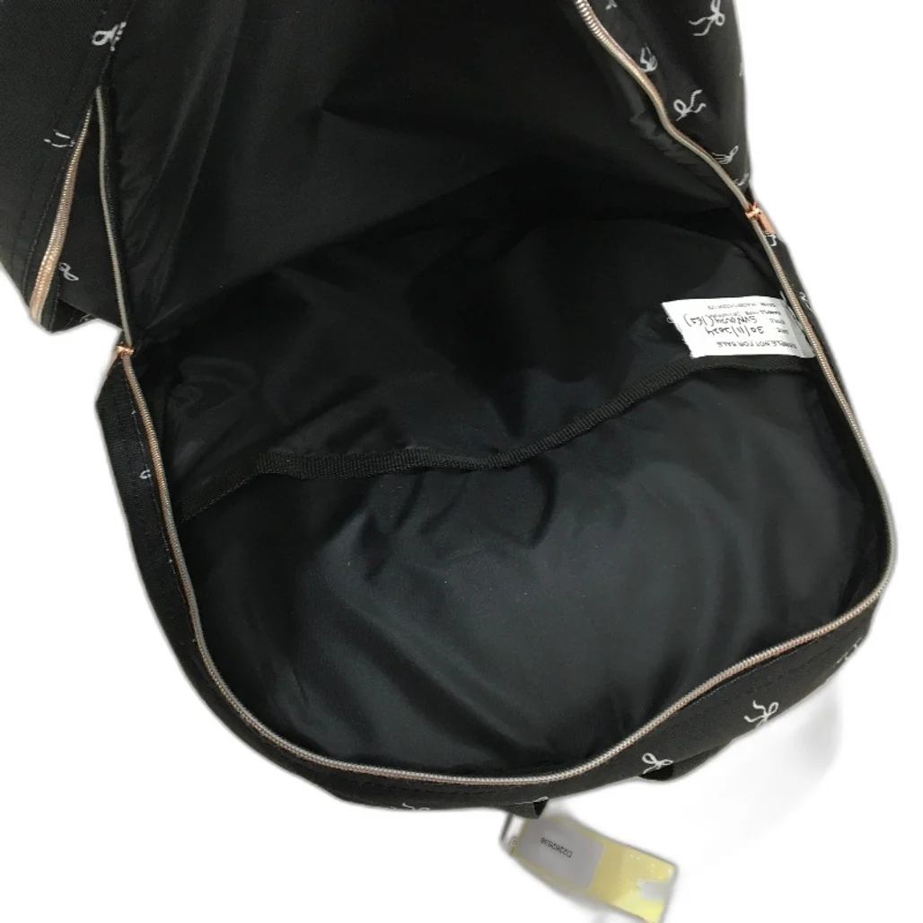 Travelway Black Mini Bows Multi Compartment Lightweight Rs Gold Zip Backpack NEW - Image 4