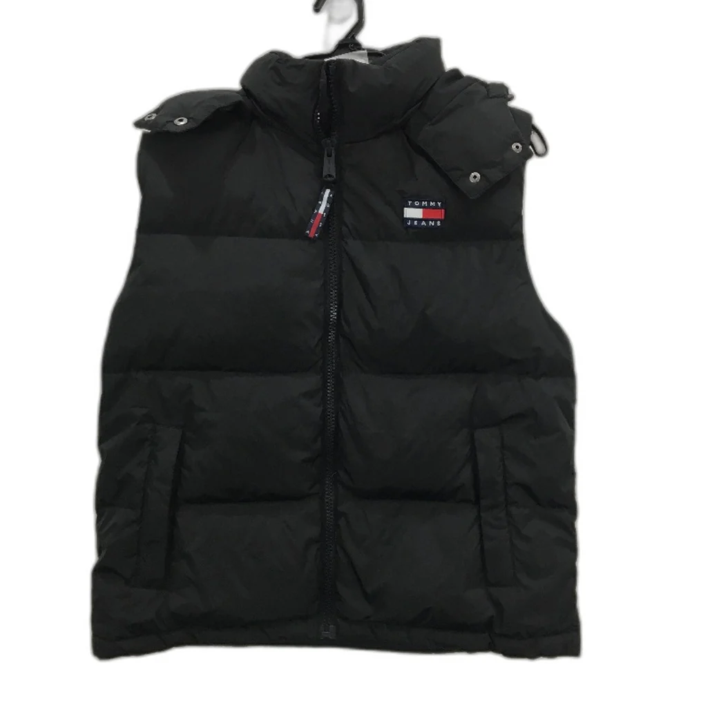 Tommy Jeans The Alaska Black Down Hooded Puffer Vest Mens Size Small NEW
