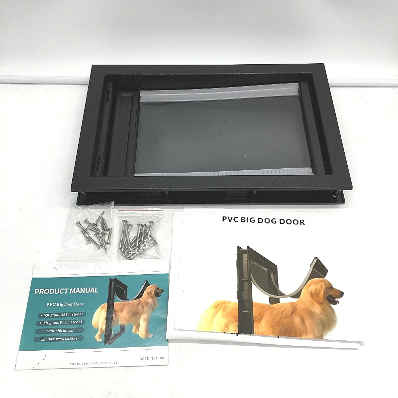 5cm Thick Screw In PVC ABS Flap Big Dog Door in Black Size Med 24x37x19cm NEW - Image 4