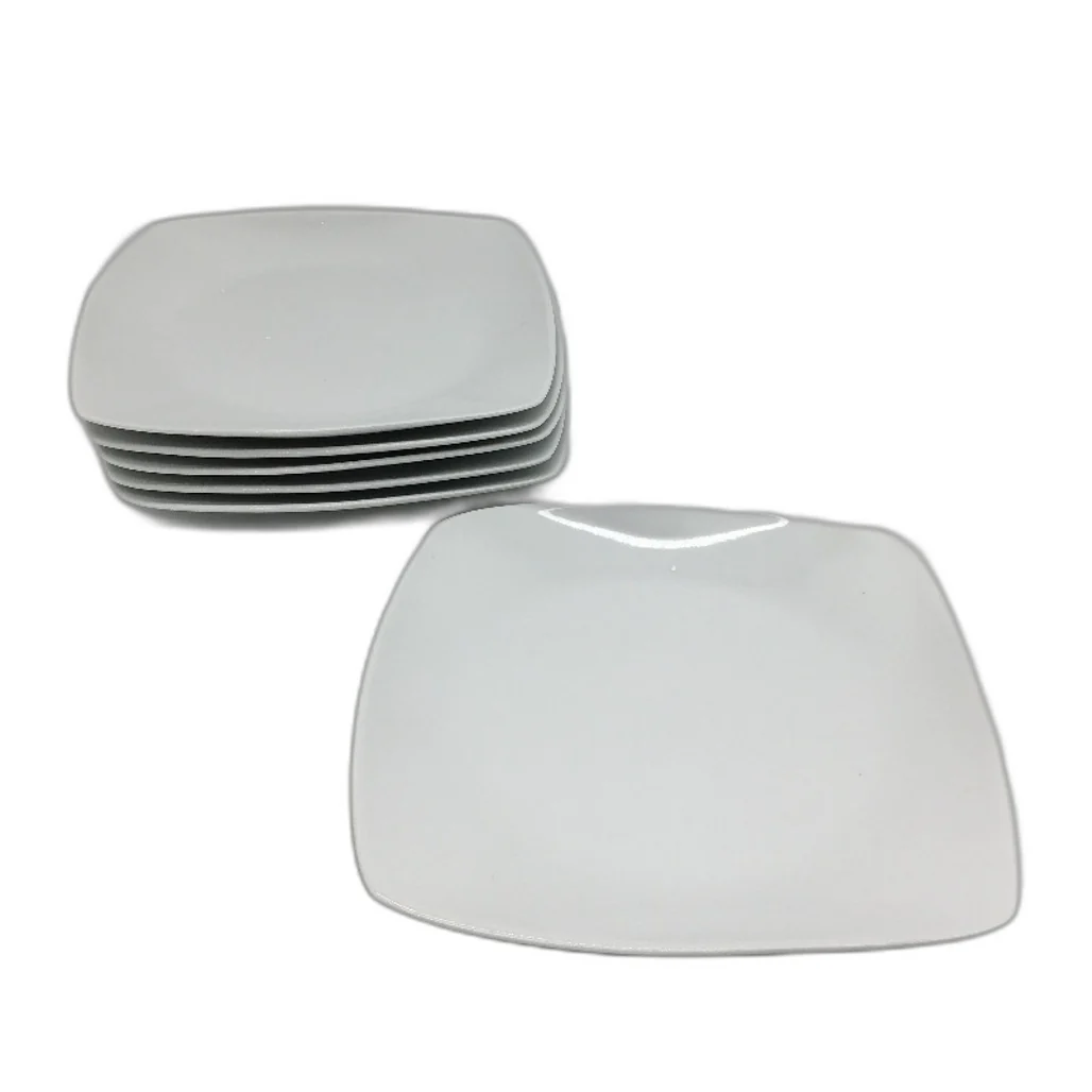 MALACASA 6 Piece Julia Series Square Porcelain Dinner Plate Set in White NEW
