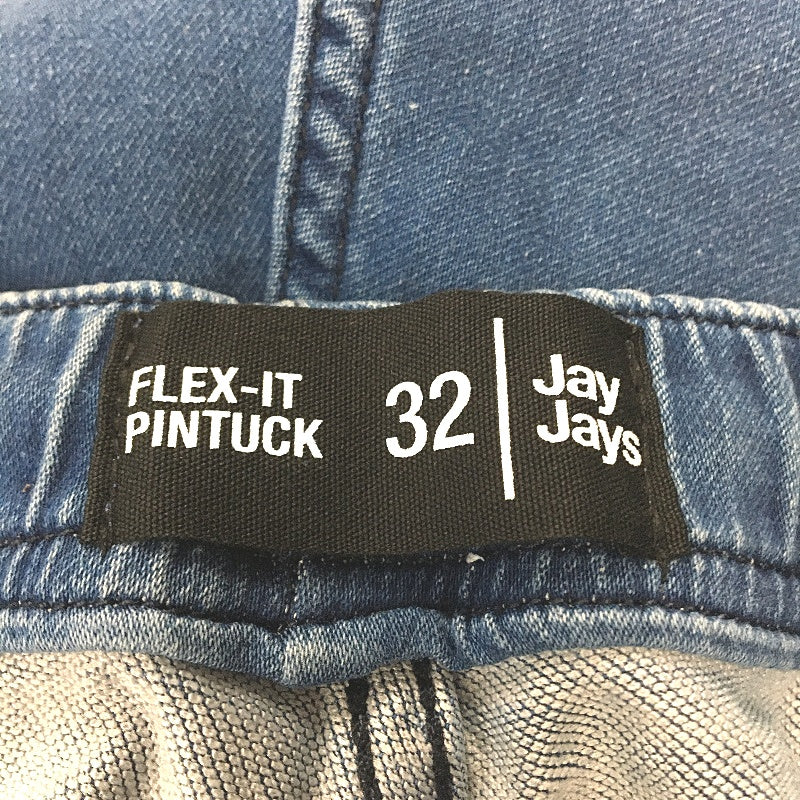 Jay Jays Flex-It Jerry Pintuck Mid Wash Blue Denim Shorts Mens Size 32 NEW - Image 4