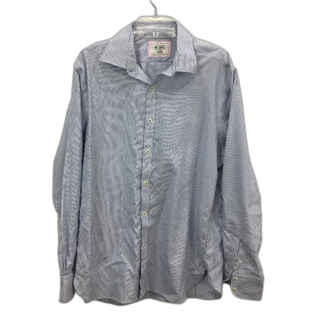 M J Bale Laggan Blue Stripe Super Slim 100% Cotton Long Sleeve Shirt Mens 43