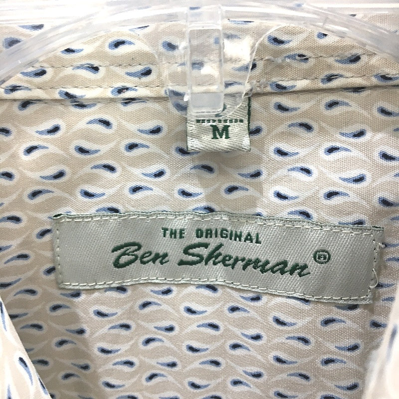 Ben Sherman Beige Navy Pattern 100% Cotton Short Sleeve Shirt Mens Size Medium - Image 3