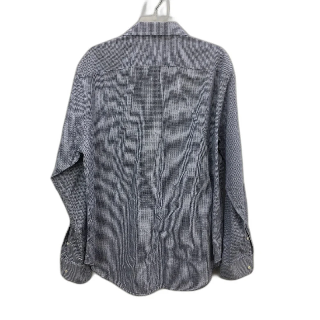 Country Road Navy Mini Check Cotton Long Sleeve Mens Shirt Tailored Fit Size L - Image 2