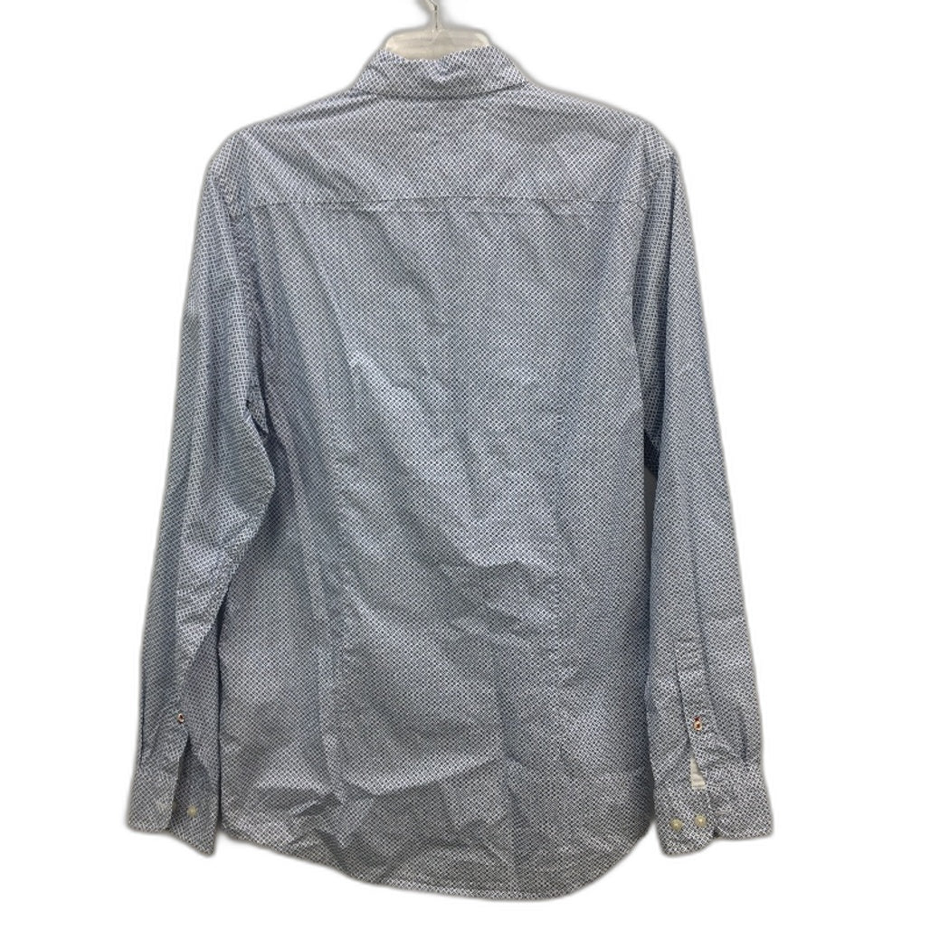 Tommy Hilfiger Blue Patterend Slim Fit 100% Cotton Long Sleeve Shirt Mens Size L - Image 2