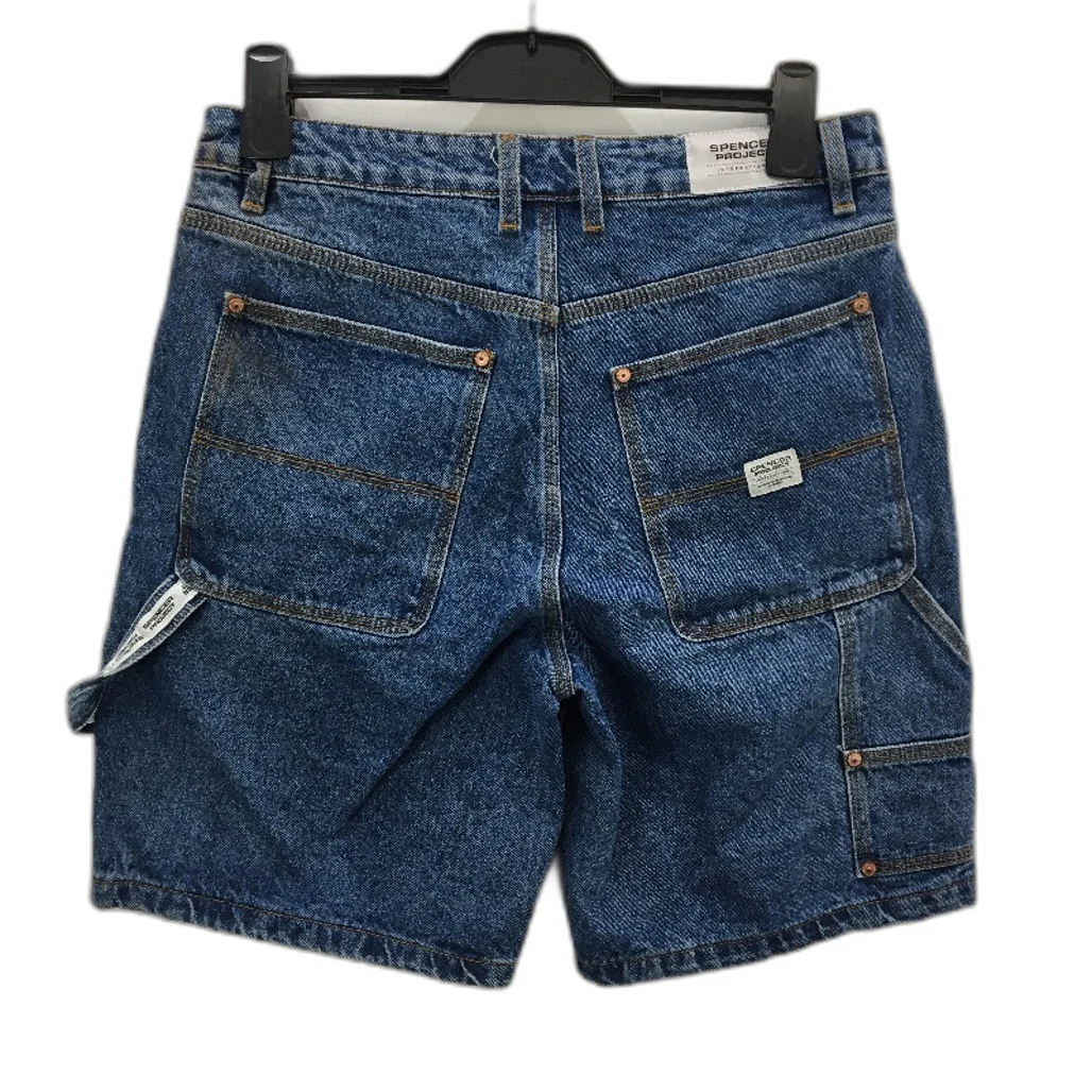 Spencer Project 100% Cotton  Blue Denim Builder Style Shorts Mens Size 30 NEW - Image 2