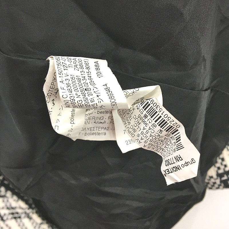 Zara Black & White Knit Weave Cotton Blend Double Breasted Jacket Ladies Size M - Image 5