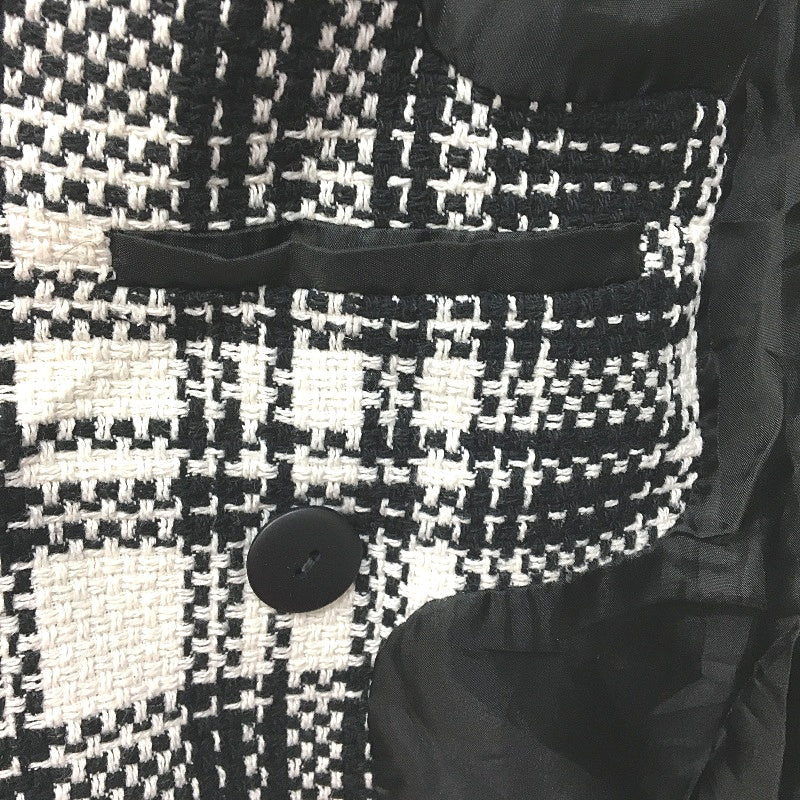 Zara Black & White Knit Weave Cotton Blend Double Breasted Jacket Ladies Size M - Image 6