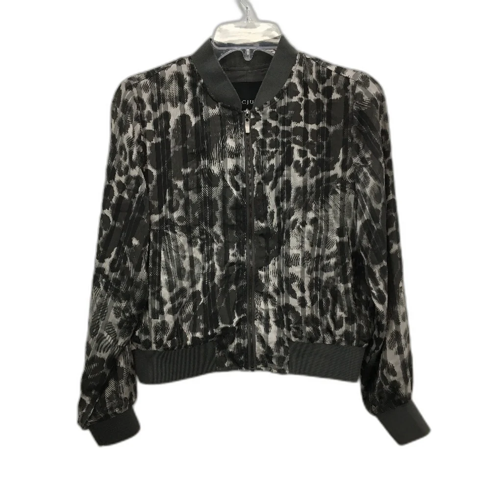 Decjuba Soft Sheer Dark Grey Animal Print Short Lightweight Jacket Ladies Size S