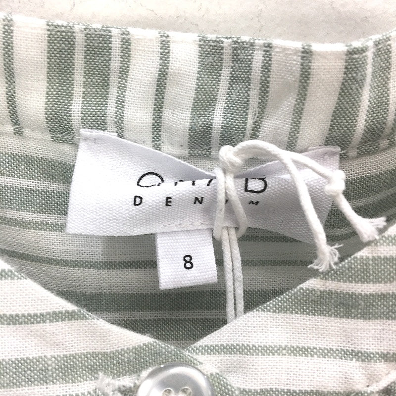 Grab Denim Sage Stripe European Linen Blend Summer Button Top Ladies Size 8 NEW - Image 3