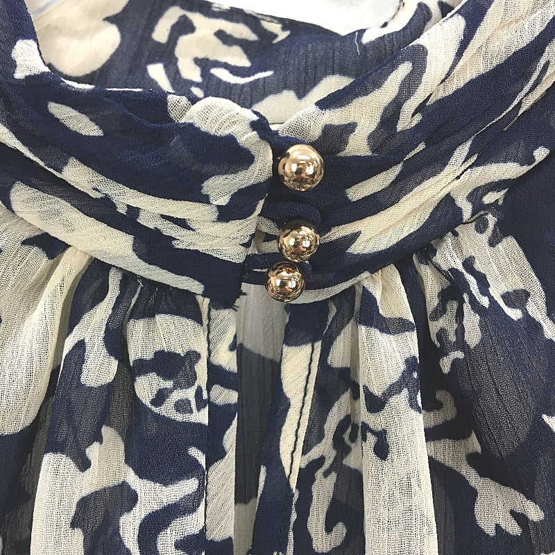 Forever New Navy Rayne Ruffle High Neck Blouse Summer Top Ladies Size 10 NEW - Image 3