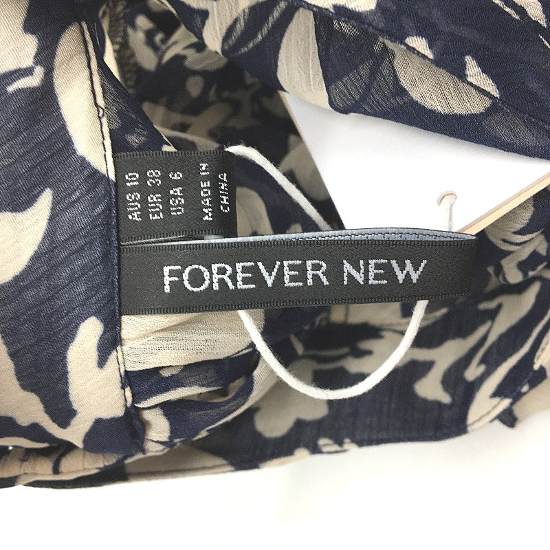 Forever New Navy Rayne Ruffle High Neck Blouse Summer Top Ladies Size 10 NEW - Image 4