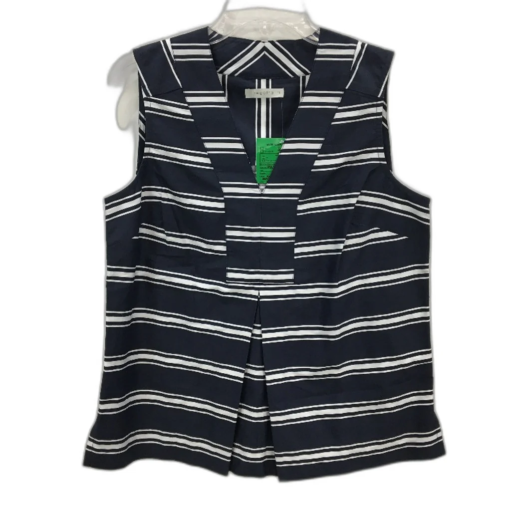 Regatta Navy Stripe Organic Cotton V Neck Summer Top Ladies Size 10 NEW