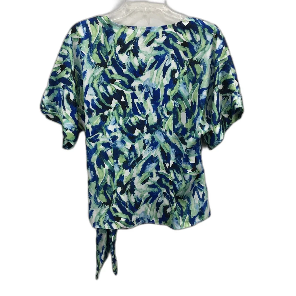 Basque Green & Blue Tones Silky Summer Knot Tie Top Ladies Size 10 NEW - Image 2