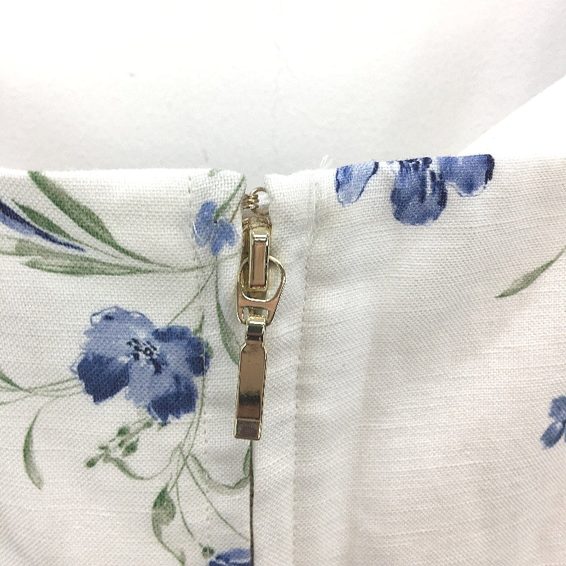 Forever New White & Blue Floral Linen Feel Summer Top Ladies Size 10 NEW - Image 3