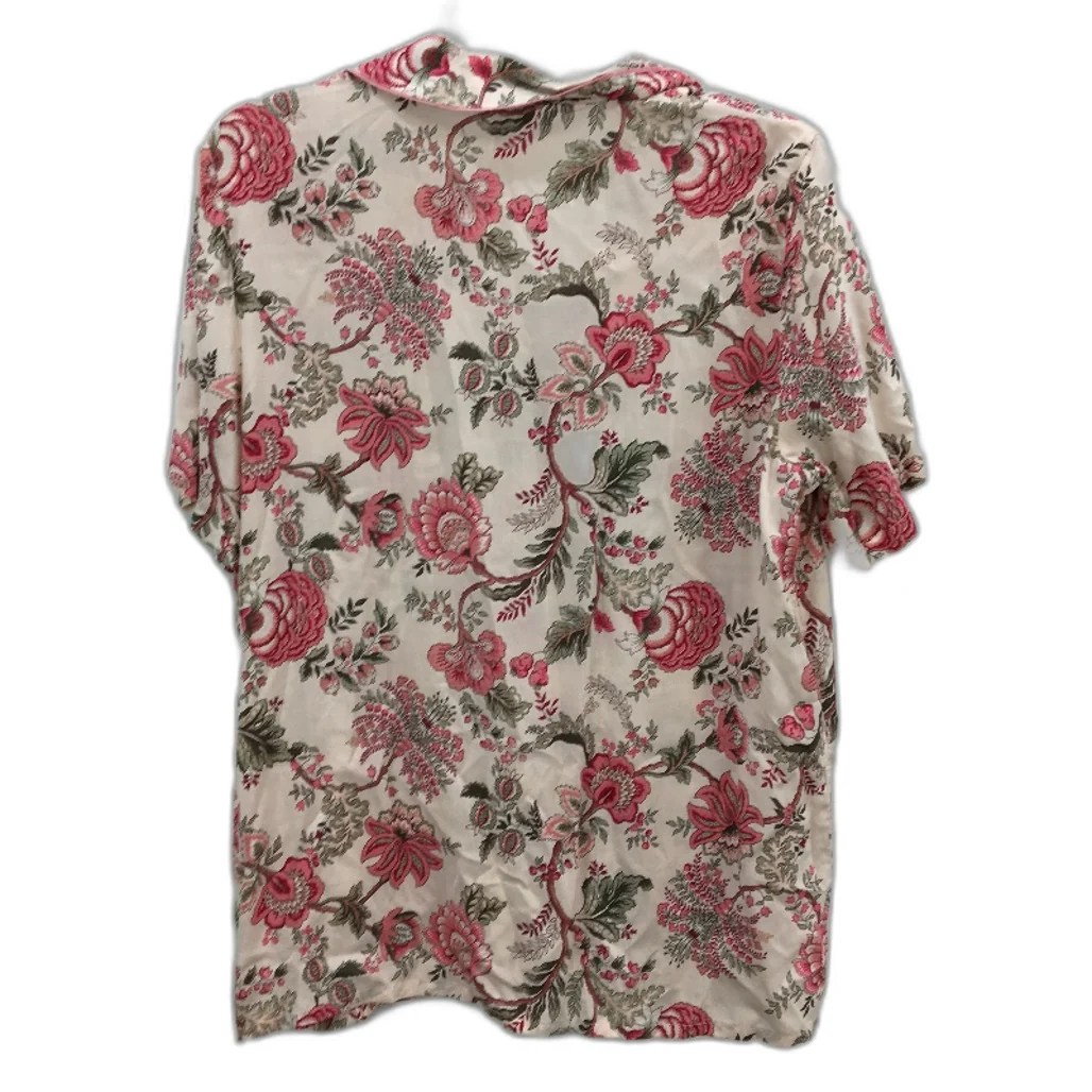 Chloe & Lola Soft Pink Floral Button Up Short Sleeve Sleep Top Ladies Sz S NEW - Image 2