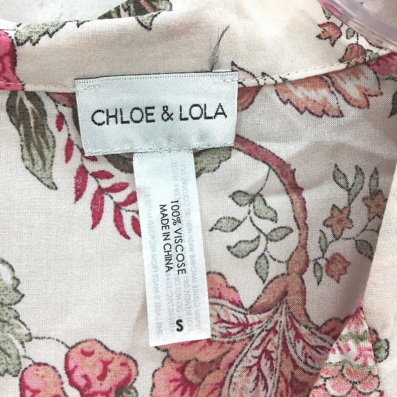 Chloe & Lola Soft Pink Floral Button Up Short Sleeve Sleep Top Ladies Sz S NEW - Image 3
