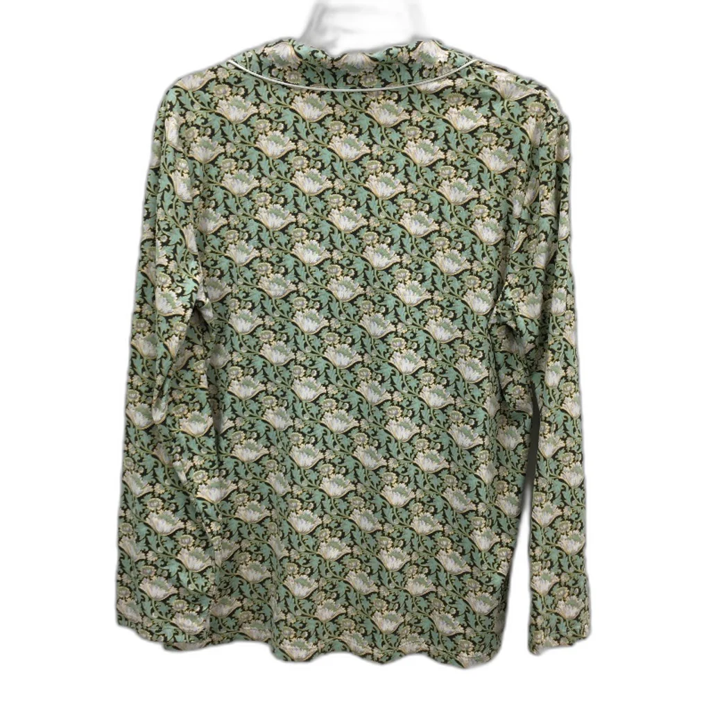 Sussan Green Floral Print Long Sleeve Pajama Sleep Top Ladies Sz S NEW - Image 2