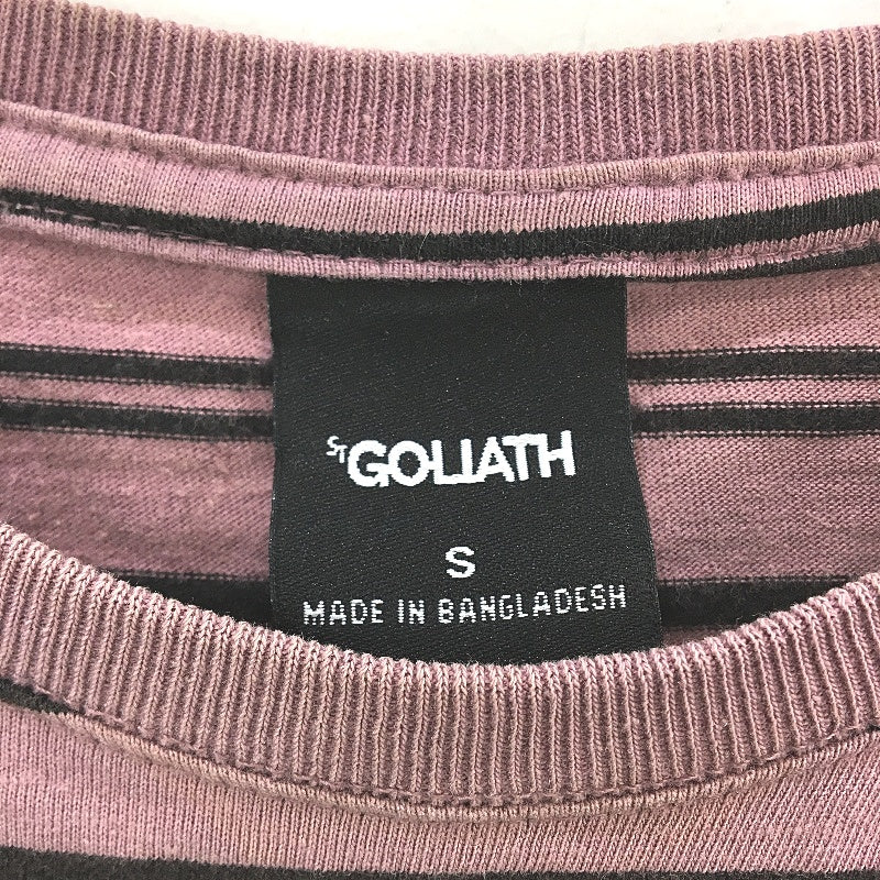 St Goliath Mulberry Striped Soft Cotton Classic Long T-Shirt Mens Size Small - Image 3