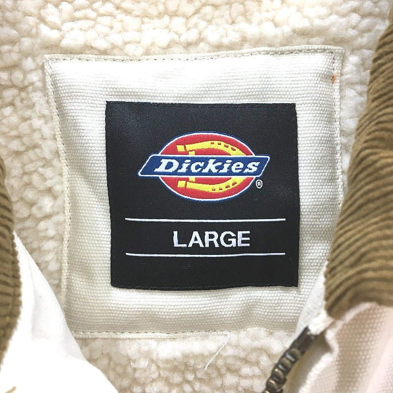 Dickies Cream Cotton Light Canvas Fleece Lined Zip UP Jacket Mens Size L NEW - Image 3