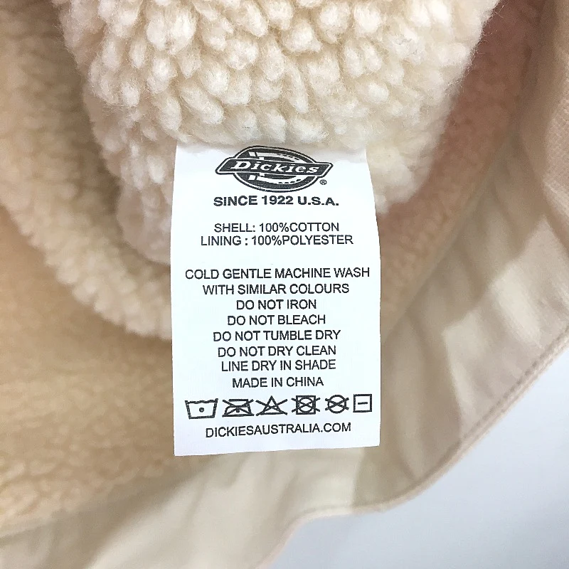 Dickies Cream Cotton Light Canvas Fleece Lined Zip UP Jacket Mens Size L NEW - Image 5