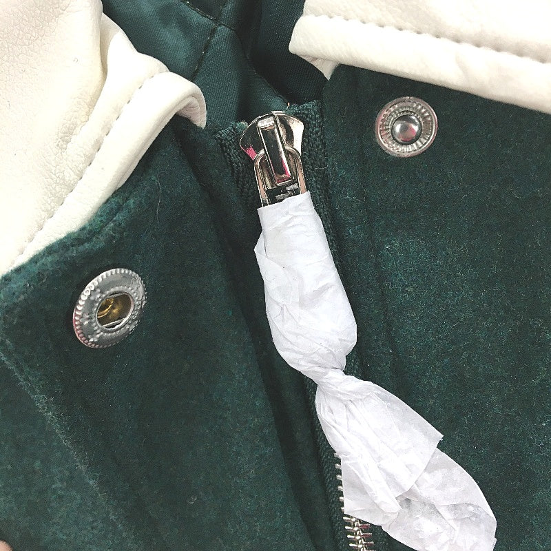 Insight Forest Green & Cream Vinyl Varsity Style Zip Up Jacket Mens Size S NEW - Image 5