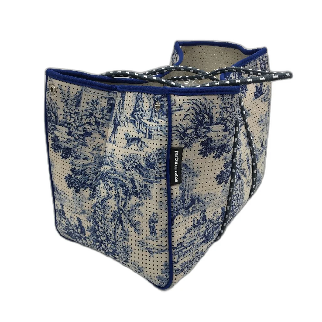 Parfait Ce Cabas Neoprene Blue Beach Tote Bag & Matching Make Up Purse NEW - Image 5