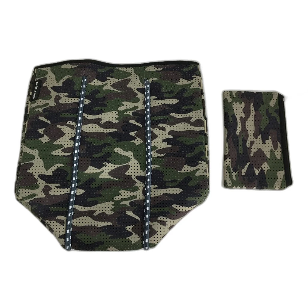 Parfait Ce Cabas Neoprene Camo Beach Tote Bag & Matching Make Up Purse NEW - Image 2