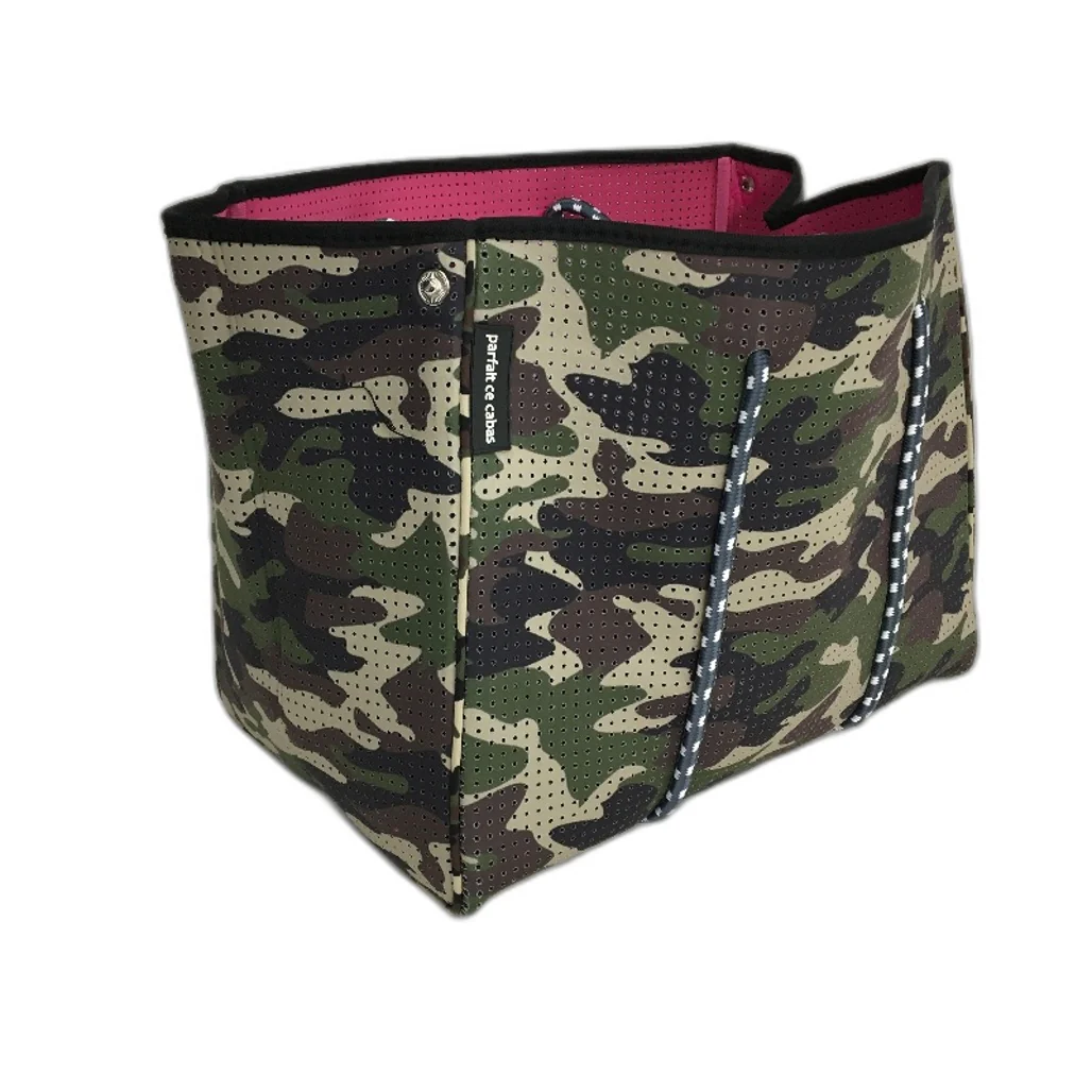 Parfait Ce Cabas Neoprene Camo Beach Tote Bag & Matching Make Up Purse NEW - Image 4