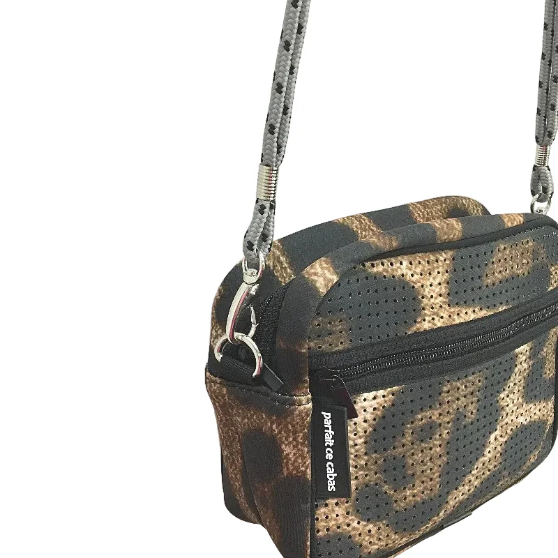 Parfait Ce Cabas Neoprene Brown Animal Print Multi-use Zip Up Shoulder Bag NEW - Image 5
