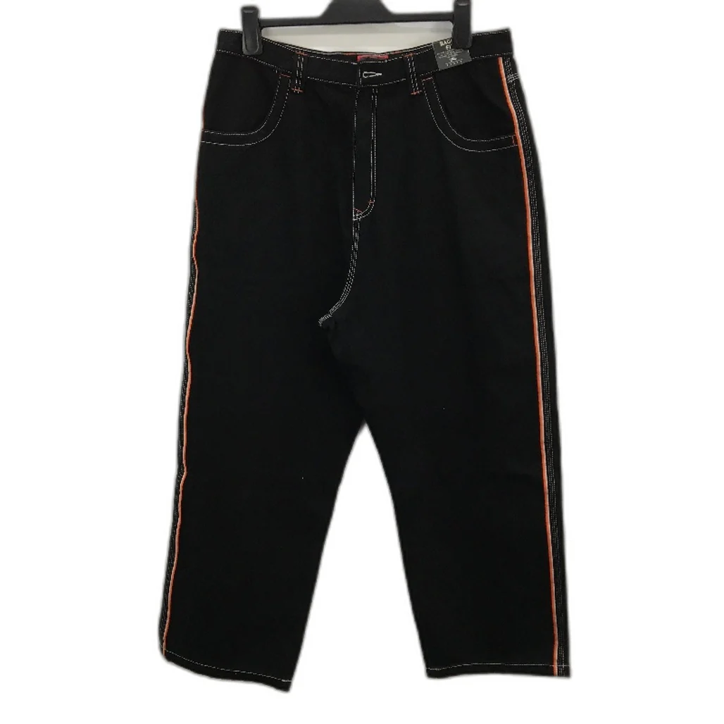 Rusty Black Orange Detail Baggy Fit Flip Daddy 2.0 Denim Jeans Mens Size 34 NEW