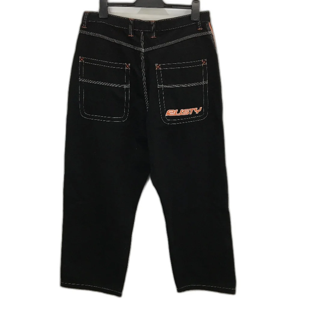 Rusty Black Orange Detail Baggy Fit Flip Daddy 2.0 Denim Jeans Mens Size 34 NEW - Image 2