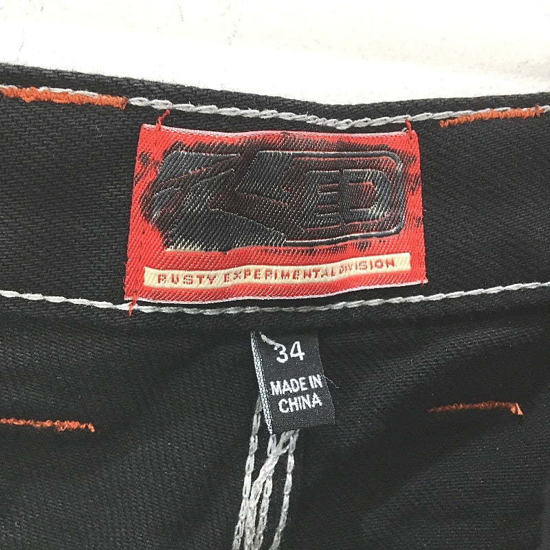 Rusty Black Orange Detail Baggy Fit Flip Daddy 2.0 Denim Jeans Mens Size 34 NEW - Image 6