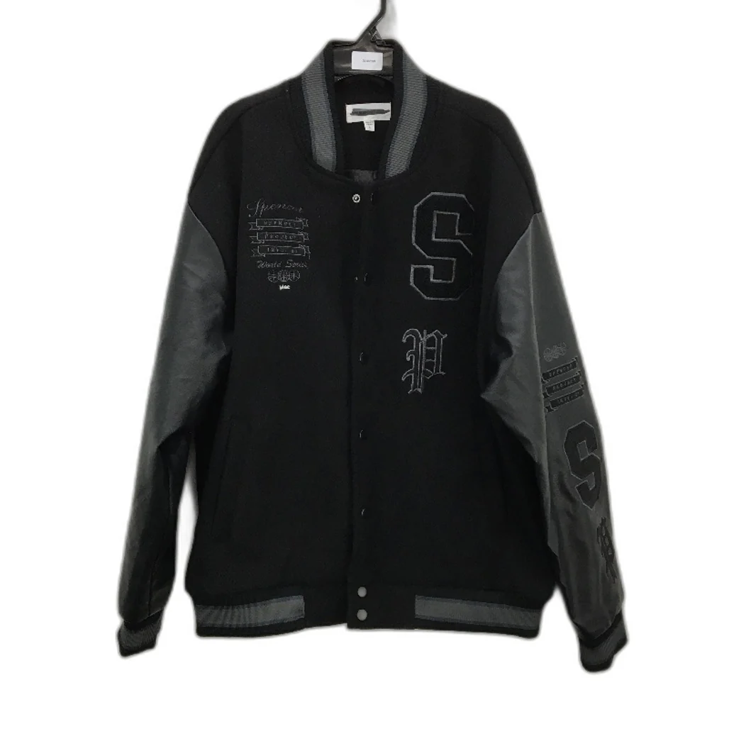 Spencer Project Solid Black Varsity University Style Jacket Size Small NEW