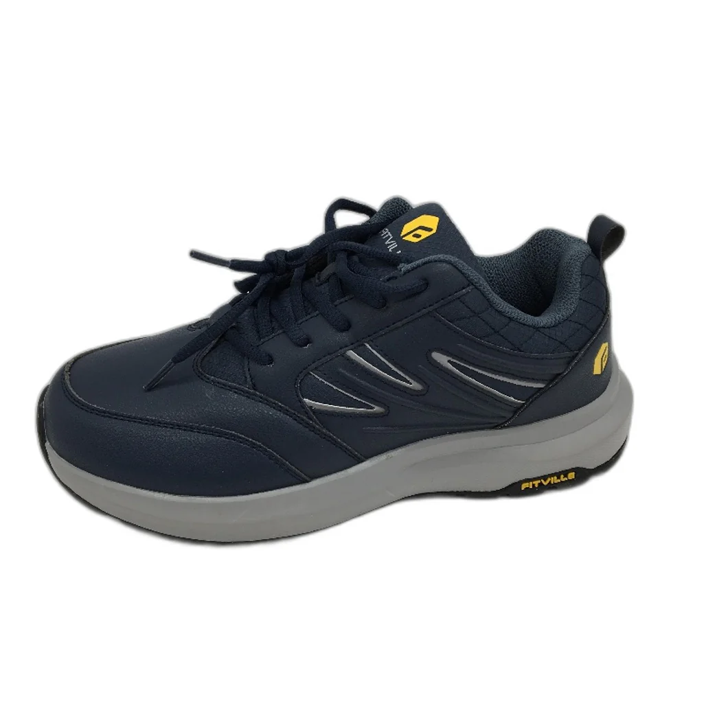 Fitville Navy Low Top Sturdy Core Leather Look Sneakers Mens Size US 8.5 NEW