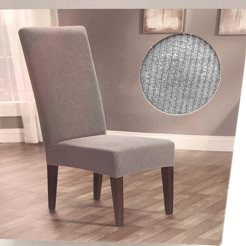 Peppertree Home 2 Pack Soft Grey Stretch Corduroy Ribbed Dining Chair Cover NEW - Image 4