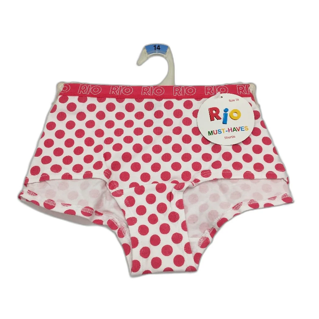 7 Pairs Rio Must Haves White & Pink Polka Dot Shortie Underwear Ladies Sz 14 NEW
