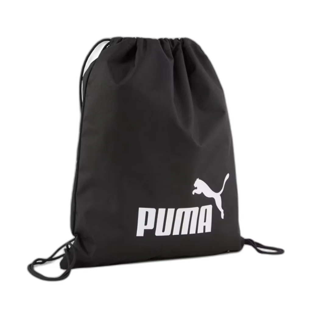 Puma Sports Multi Use 14L Black Large White Logo Phase Gym Sack OSFA NEW