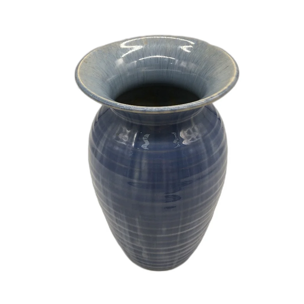 Candy Ware Made In England Streaked Blue High Gloss Glaze Pottery Vase 24cm - Image 2