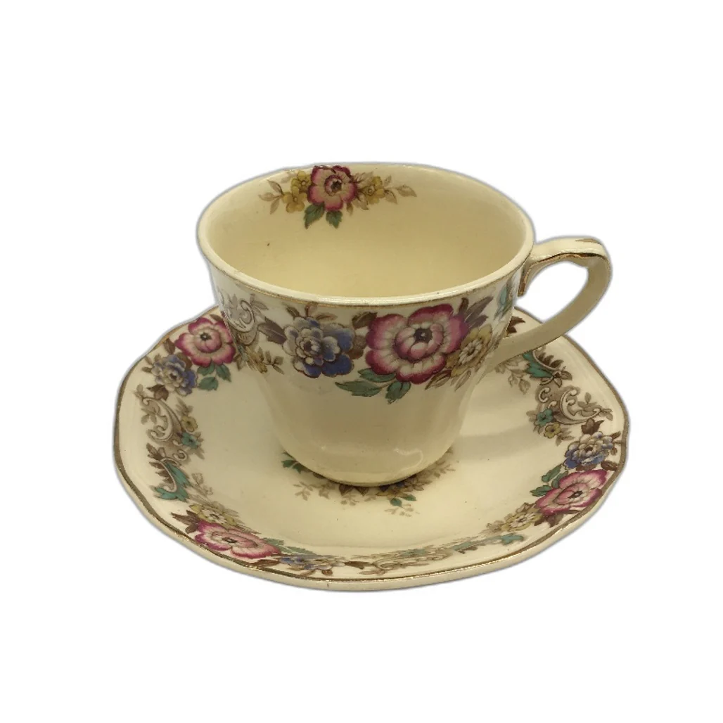 VINTAGE J&G Meakin England Sunshine Floral Print 7 Saucers & 1 Tea Cup - Image 3