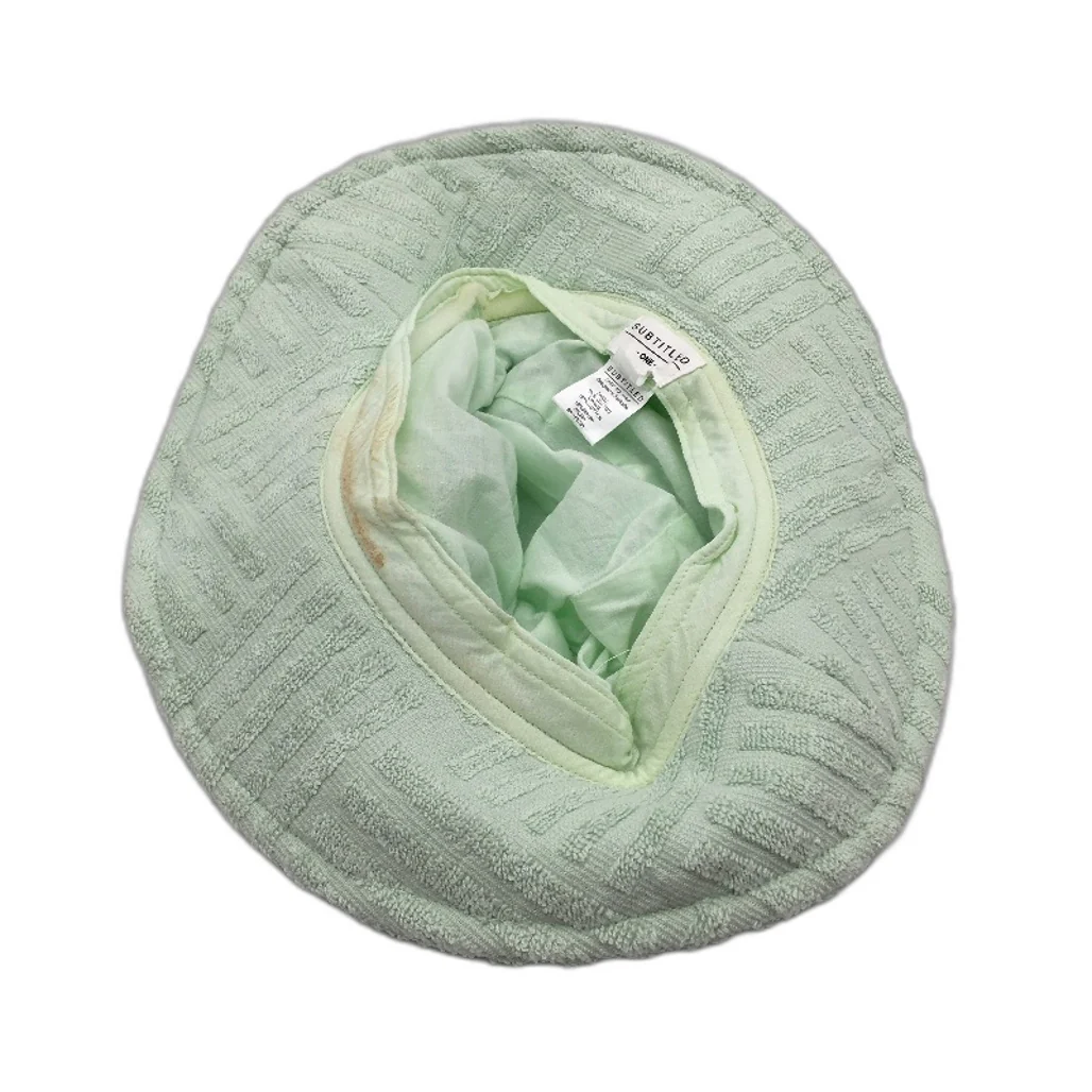 Subtitled Pastel Green Towel Textured Bucket Hat Cotton Unisex One Size NEW - Image 3