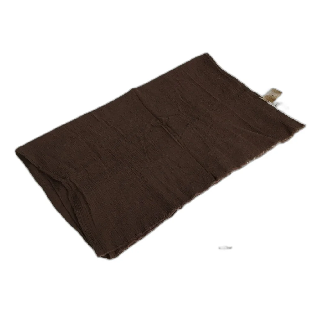 Subtitled Textured Cotton Woven Short Scarf Multifunctional One Size Brown NEW - Image 2