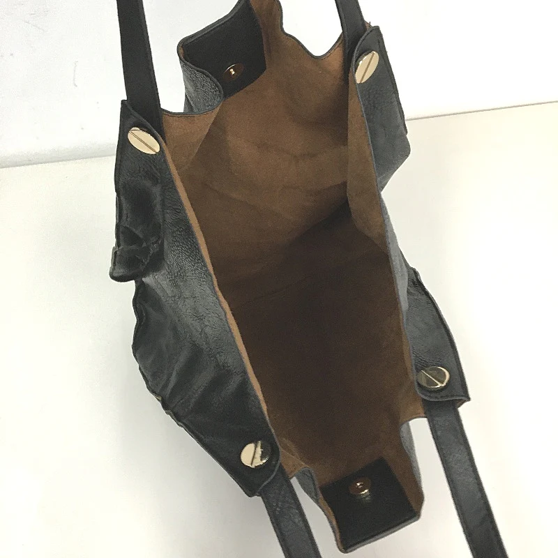 Agent Ninetynine Soft Faux Leather Tote Lightweight Shoulder Bag Black NEW - Image 5