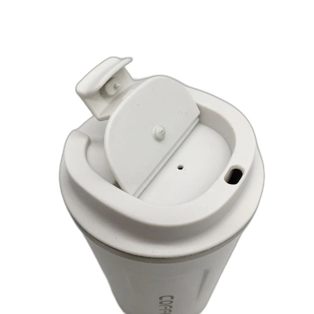 Stainless Steel Cream White Coffee Cup Insulated Travel Mug Leak Proof Lid - Image 3
