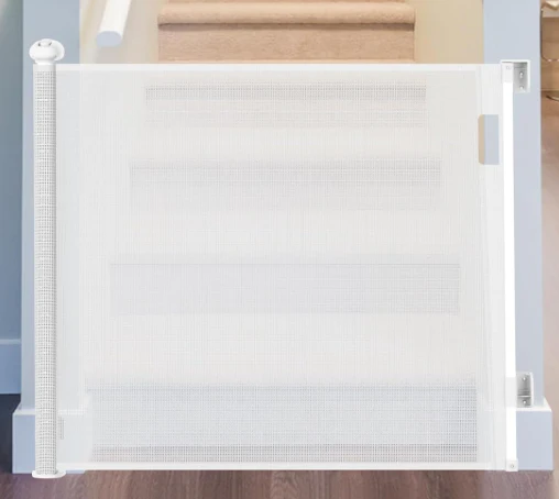 Omebel Retractable Baby & Pet Gate 140 x 85 cm White For Doorway Hallway Stairs