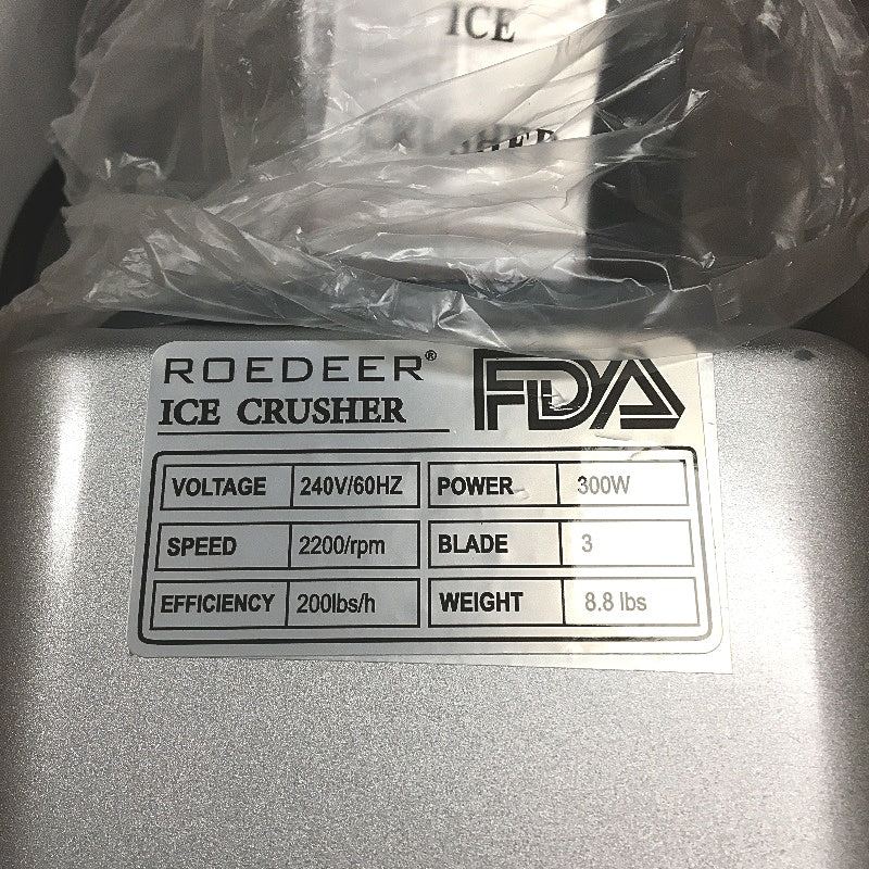 Roedeer High Power Ice Crusher Shaved Ice Machine Stainless Steel Blade 300W - Image 2