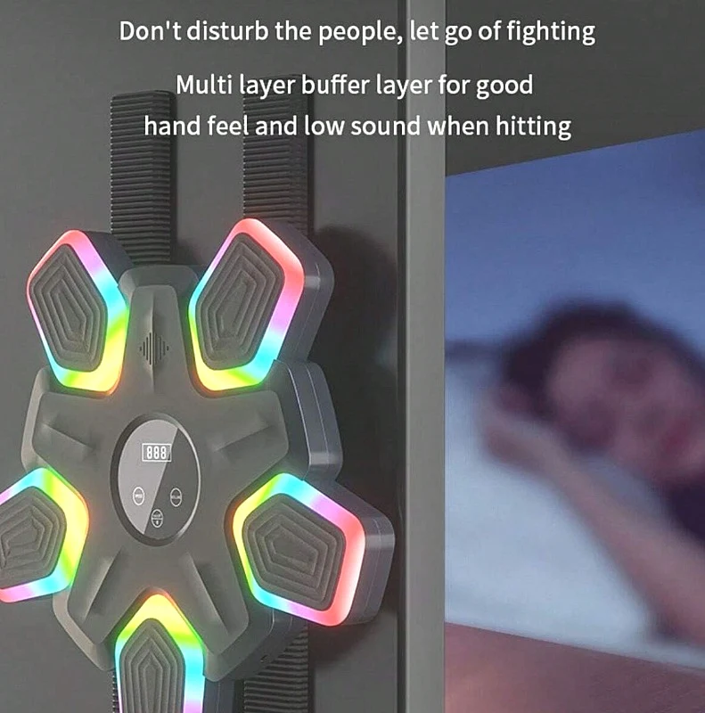 Music Boxing Target Machine With Lights Wall Mounted Bluetooth Black NEW - Image 2