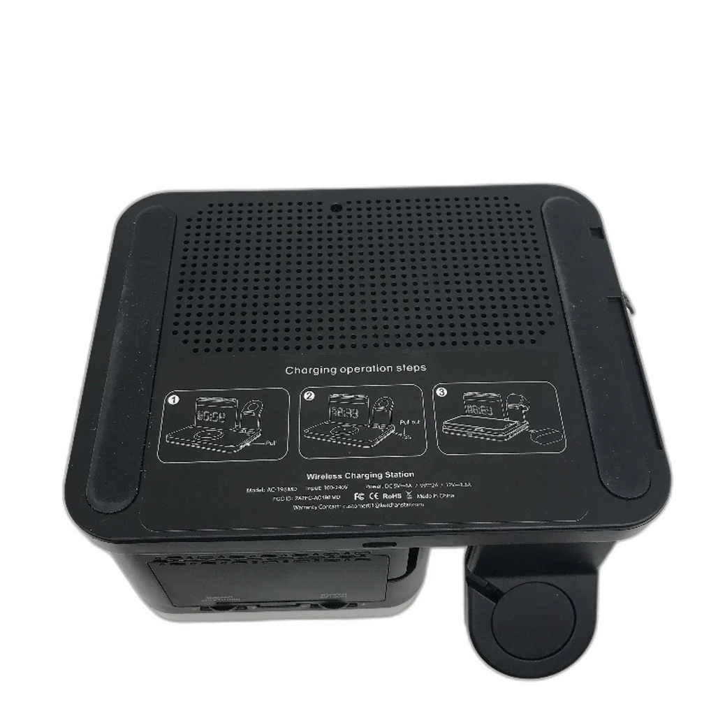 Anjank 5 In 1 Wireless Charging Station With Alarm Clock Night Light NEW - Image 5
