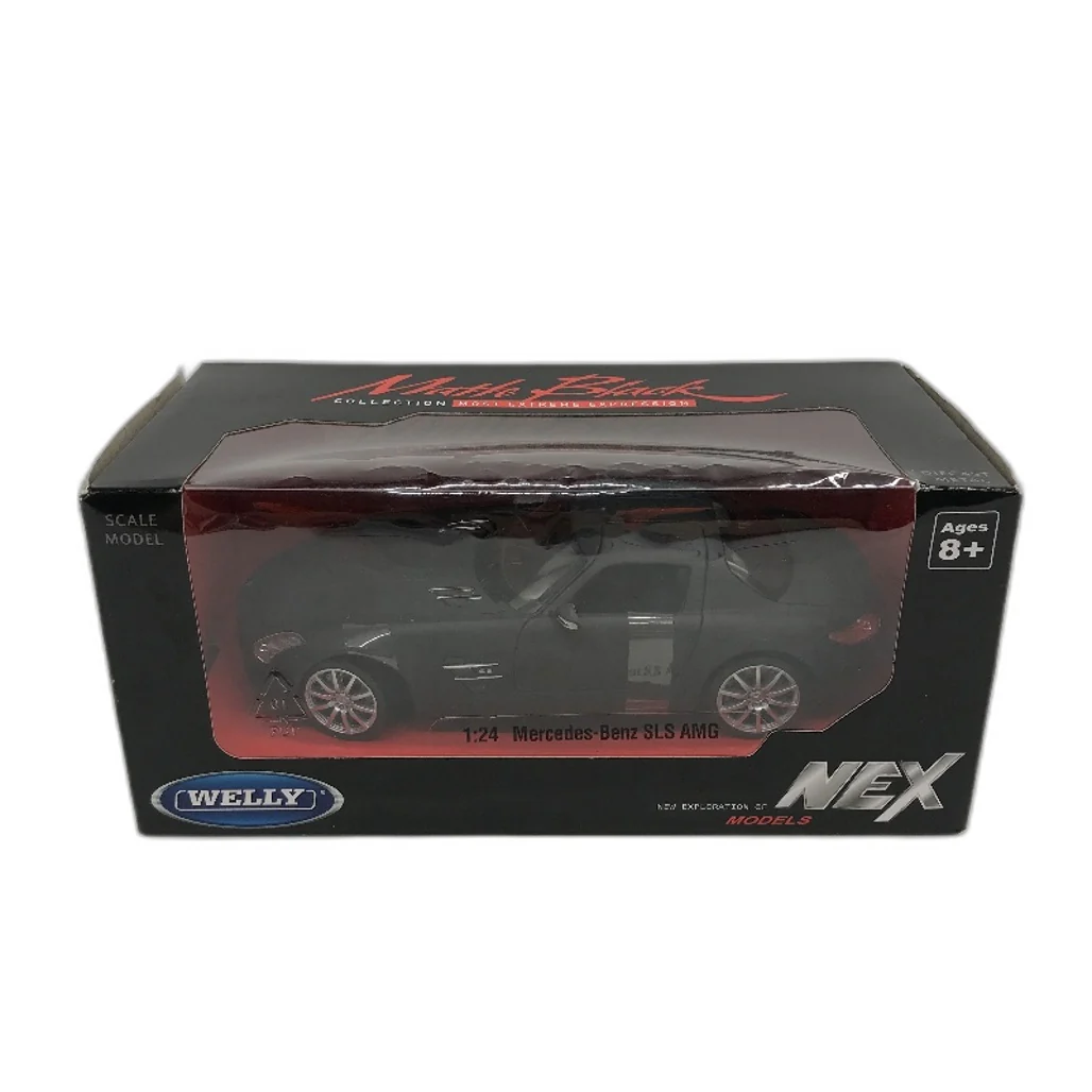 Welly Matte Black Collection 1:24 Mercedes Benz SLS AMG Diecast Model Car NEW